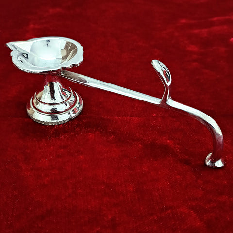 925 Silver Long Diya with Handle (Design 33) - PAAIE