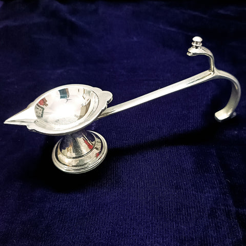 925 Silver Long Diya with Handle (Design 32) - PAAIE