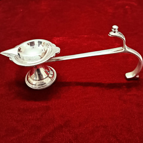 925 Silver Long Diya with Handle (Design 32) - PAAIE