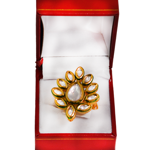 Fashionable Gold Plated Ring in a Feather Design - PAAIE