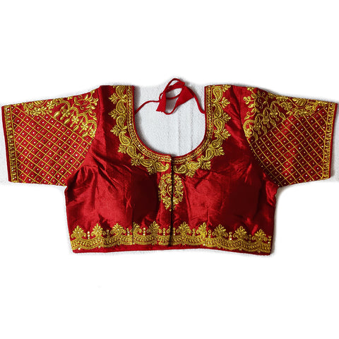 Designer Maroon Color Silk Embroidered Blouse For Wedding & Party Wear (Design 960)