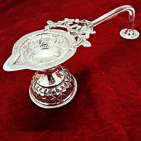 925 Silver Long Diya with Handle (Design 31) - PAAIE