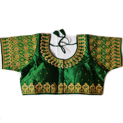 Designer Green Color Silk Embroidered Blouse For Wedding & Party Wear (Design 975)