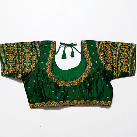 Designer Green Color Silk Embroidered Blouse For Wedding & Party Wear (Design 979)