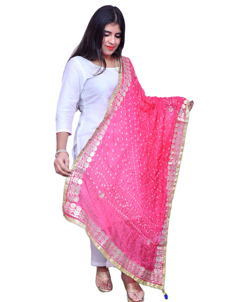 Fashionable Women's Magenta Bandhej Dupatta/Chunni For Casual, Party (D22)