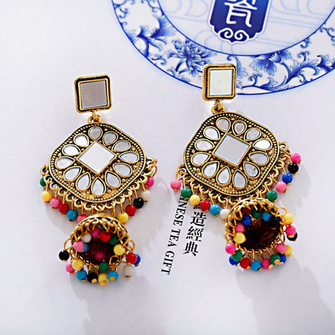 Golden Tone Multi Color Traditional Jhumki Earrings (E215)