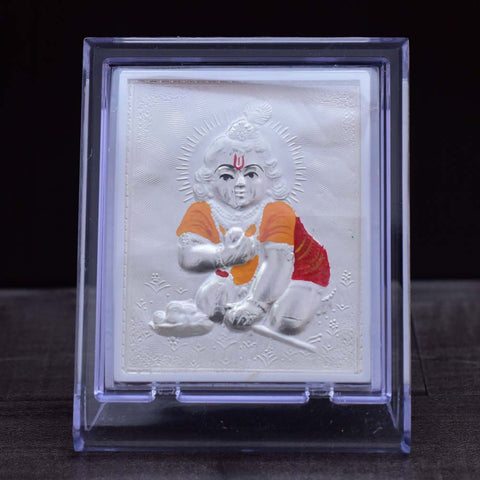 Ladoo Gopal Pure Silver Frame for Housewarming, Gift and Pooja 4.2 x 3.5 (Inches) - PAAIE