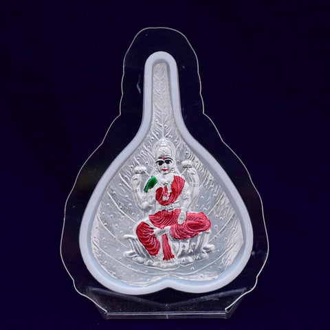 Laxmi Maa Pure Silver Frame for Housewarming, Gift and Pooja 4 x 2.8 (Inches) - PAAIE