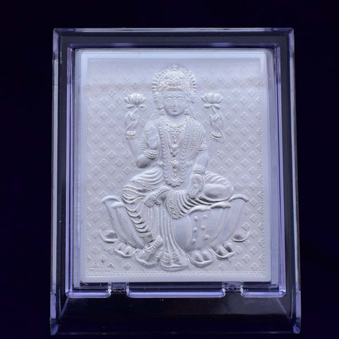 Laxmi Maa Pure Silver Frame for Housewarming, Gift and Pooja 2 x 2.5 (Inches) - PAAIE