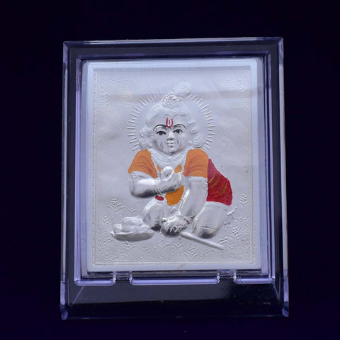 Ladoo Gopal Pure Silver Frame for Housewarming, Gift and Pooja 4.2 x 3.5 (Inches) - PAAIE