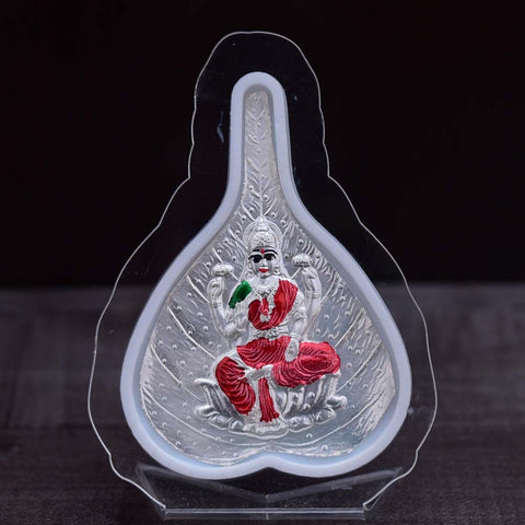 Laxmi Maa Pure Silver Frame for Housewarming, Gift and Pooja 4 x 2.8 (Inches) - PAAIE