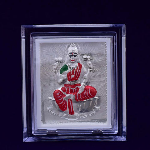 Laxmi Maa Pure Silver Frame for Housewarming, Gift and Pooja  2.5 X 3 (Inches) - PAAIE