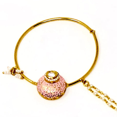 Gold Plated Baby Pink Nath - PAAIE