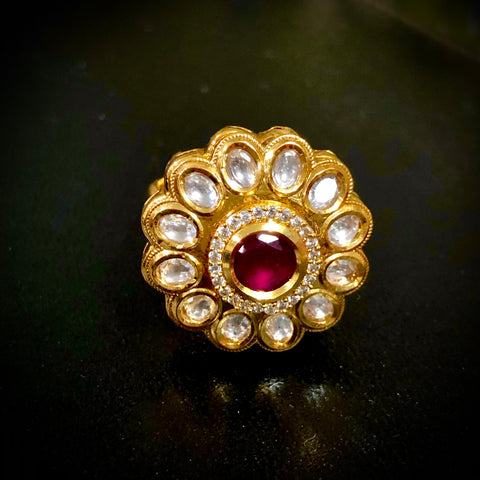 Designer Kundan Adjustable Ring (Design 101)