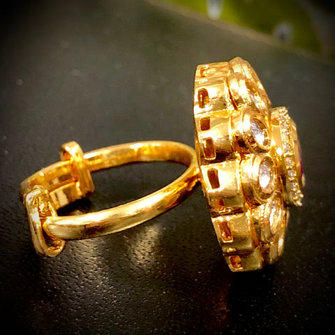 Designer Kundan Adjustable Ring (Design 101)
