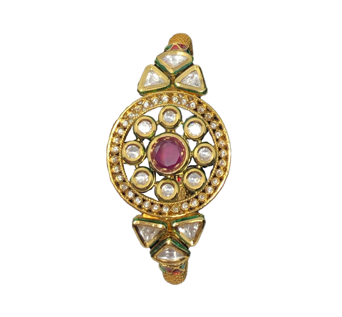 Circular Floral Ruby and Kundan Bracelet - PAAIE