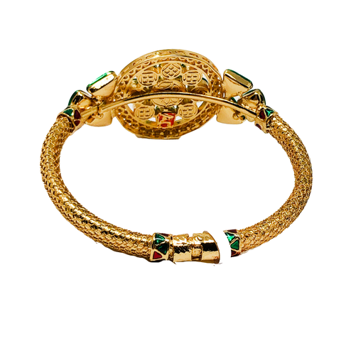 Circular Floral Ruby and Kundan Bracelet - PAAIE