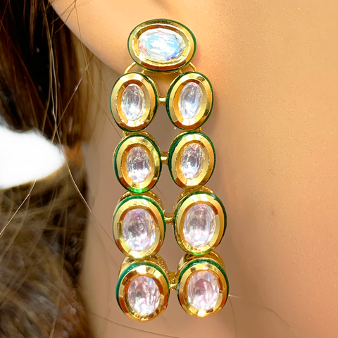 Gold Plated Double Line Kundan Set - PAAIE