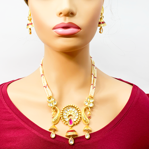 Premium Quality Gold Plated Kundan Necklace set for Women - PAAIE