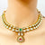 Gold Plated Semi-precious Ruby and Emerald Double Line Kundan Set - PAAIE