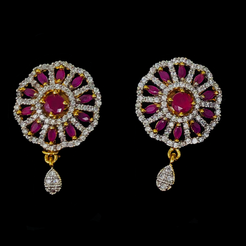 Pearl American Diamond Ruby Pendant Set (Design 1) - PAAIE