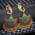 Elephant Design Pink Green Earrings - PAAIE