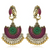Elephant Design Pink Green Earrings - PAAIE