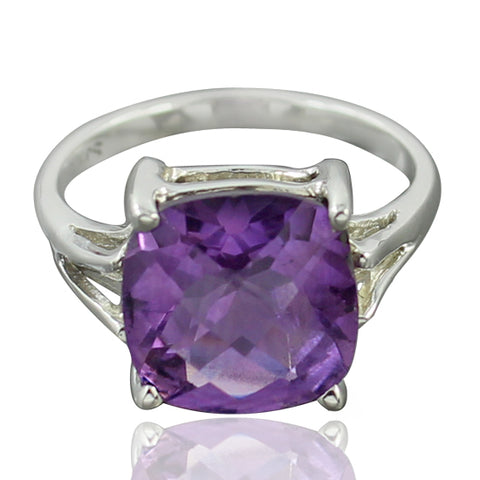 925 Sterling Silver Amethyst Gemstone Ring (D2) - PAAIE