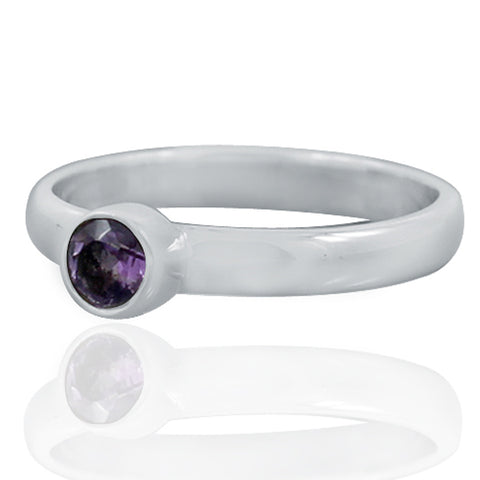 925 Sterling Silver Amethyst Gemstone Ring (D13) - PAAIE