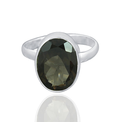 925 Sterling Silver Smoky Quartz Gemstone Ring (D22) - PAAIE