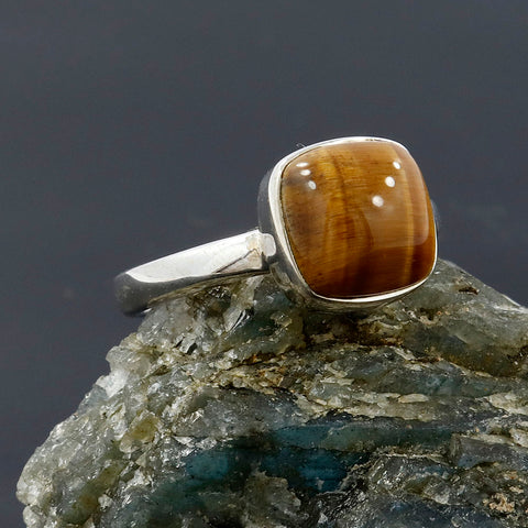 925 Sterling Silver Tiger Eye Gemstone Ring (D26) - PAAIE