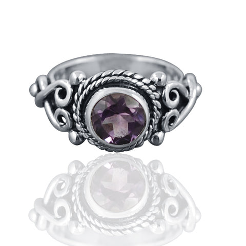 925 Sterling Silver Amethyst Gemstone Ring (D32) - PAAIE