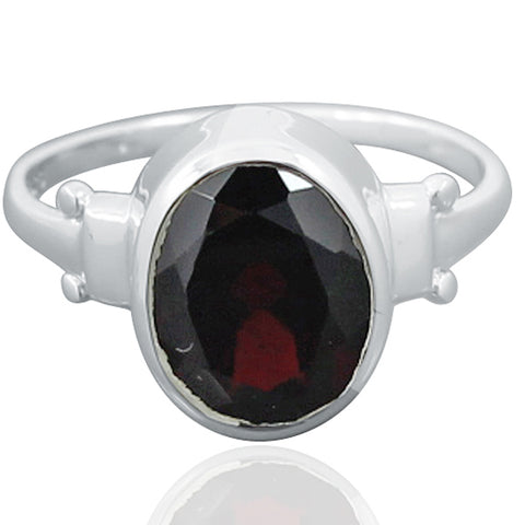925 Sterling Silver Garnet Gemstone Ring (D46) - PAAIE