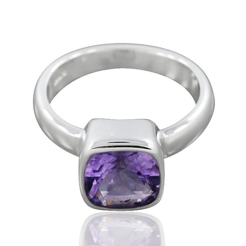 925 Sterling Silver Amethyst Gemstone Ring (D51) - PAAIE