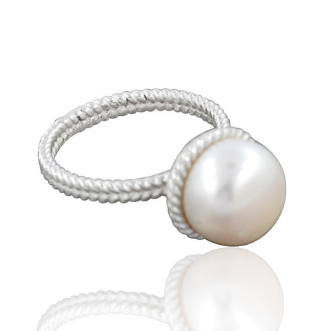 925 Sterling Silver Freshwater Pearl Gemstone Ring (D59) - PAAIE