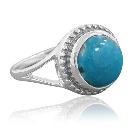 925 Sterling Silver Mexican Turquoise Gemstone Ring (D60) - PAAIE