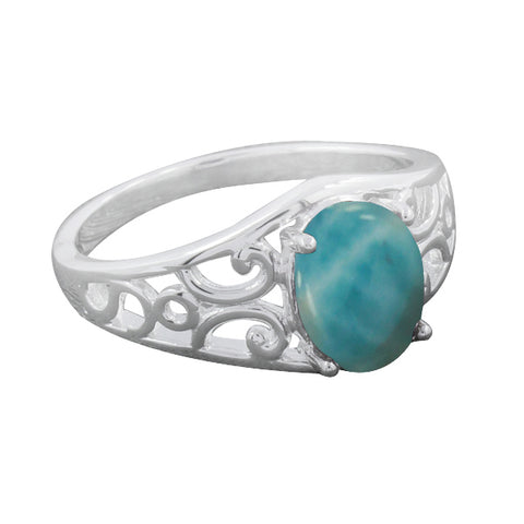 925 Sterling Silver Larimar Gemstone Ring (D65) - PAAIE