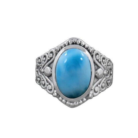 925 Sterling Silver Larimar Gemstone Ring (D67) - PAAIE