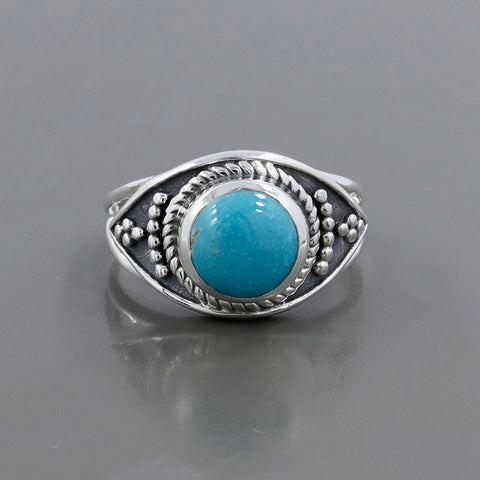 925 Sterling Silver Mexican Turquoise Gemstone Ring (D71) - PAAIE