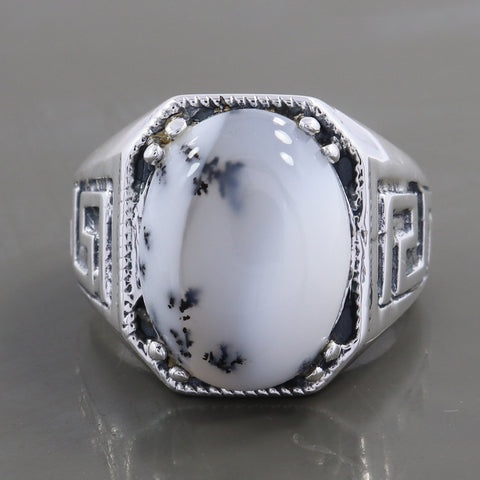 925 Sterling Silver Dendritic Opal Gemstone Ring (D72) - PAAIE