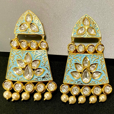 Gold Plated Kundan Premium Earrings (ANJ 5)