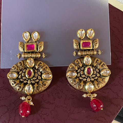 Gold Plated Kundan Premium Earrings (E404)