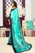 Arctic Blue and Black Pattern Crepe Saree - PAAIE