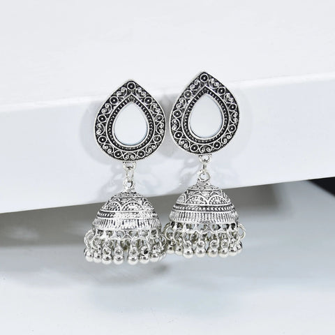 Oxidized Silver Color Traditional Jhumki Earrings (E203)