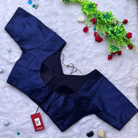 Navy Blue Color Designer Plain Blouse For Wedding & Party Wear (Design 1055)