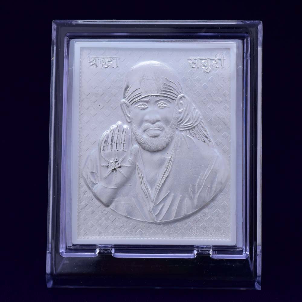 Sai Baba Krishna Pure Silver Frame for Housewarming, Gift and Pooja 4 ...
