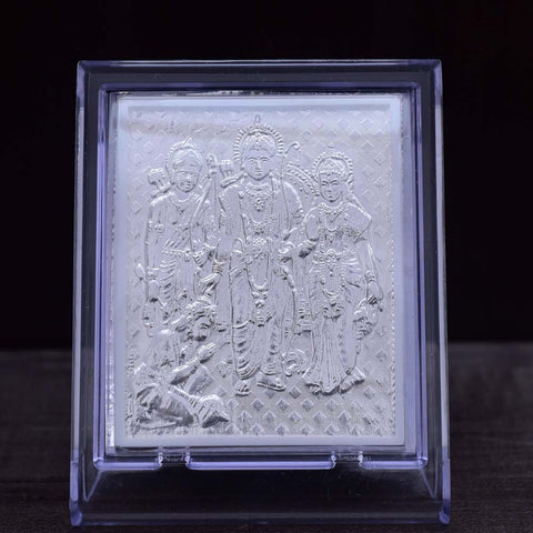 Rama Parivar Pure Silver Frame for Housewarming, Gift and Pooja 4.2 x 3.5 (Inches) - PAAIE