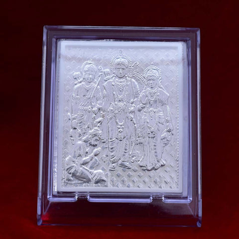 Rama Parivar Pure Silver Frame for Housewarming, Gift and Pooja 4.2 x 3.5 (Inches) - PAAIE