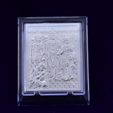 Rama Parivar Pure Silver Frame for Housewarming, Gift and Pooja 4.2 x 3.5 (Inches) - PAAIE