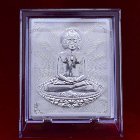 Budha Pure Silver Frame for Housewarming, Gift and Pooja 2 X 2.5 (Inches) - PAAIE